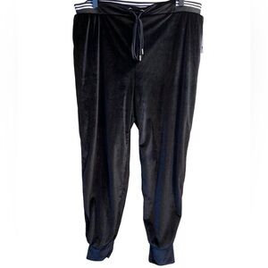 𝅺LILI Sport Joggers 1X and 3x Black Velvet Velour Elastic Waist Pull On